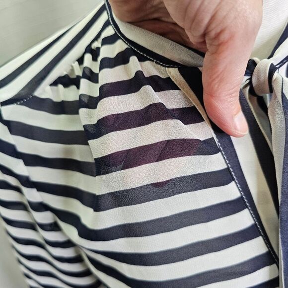 Urban Outfitters Coincidence & Chance Blue Striped Tie Neck Blouse Size XS - Picture 9 of 10